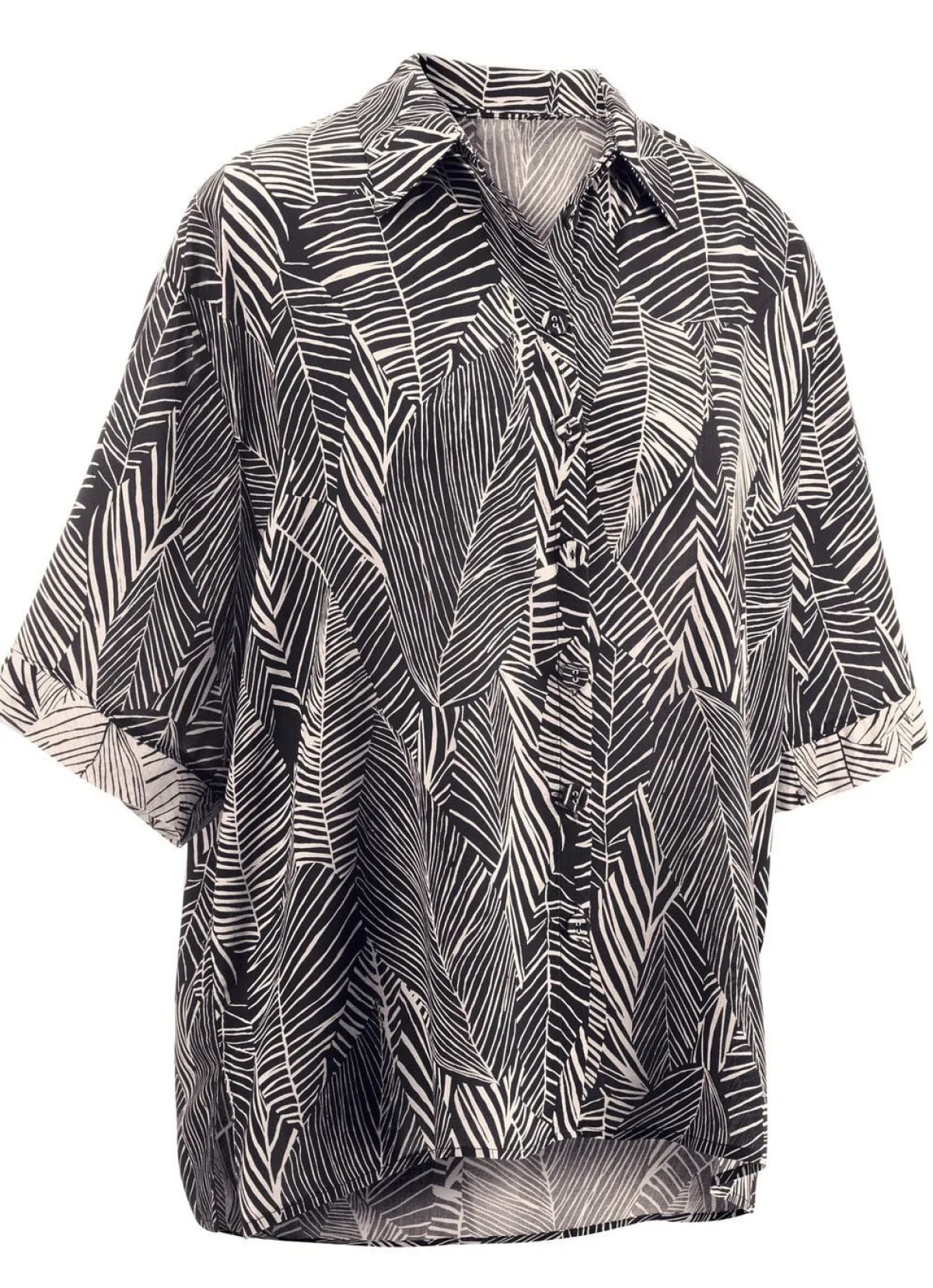 Clearance LAURINA Bluse mit kurzen Ärmeln SCHWARZ-ECRU