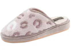 Outlet LAURINA , gefütterte Damen-Hausschuhe, mit Schurwolle HELLTAUPE