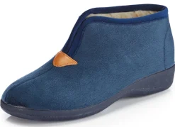LAURINA Hausschuh aus samtigen Textilmaterial BLAU