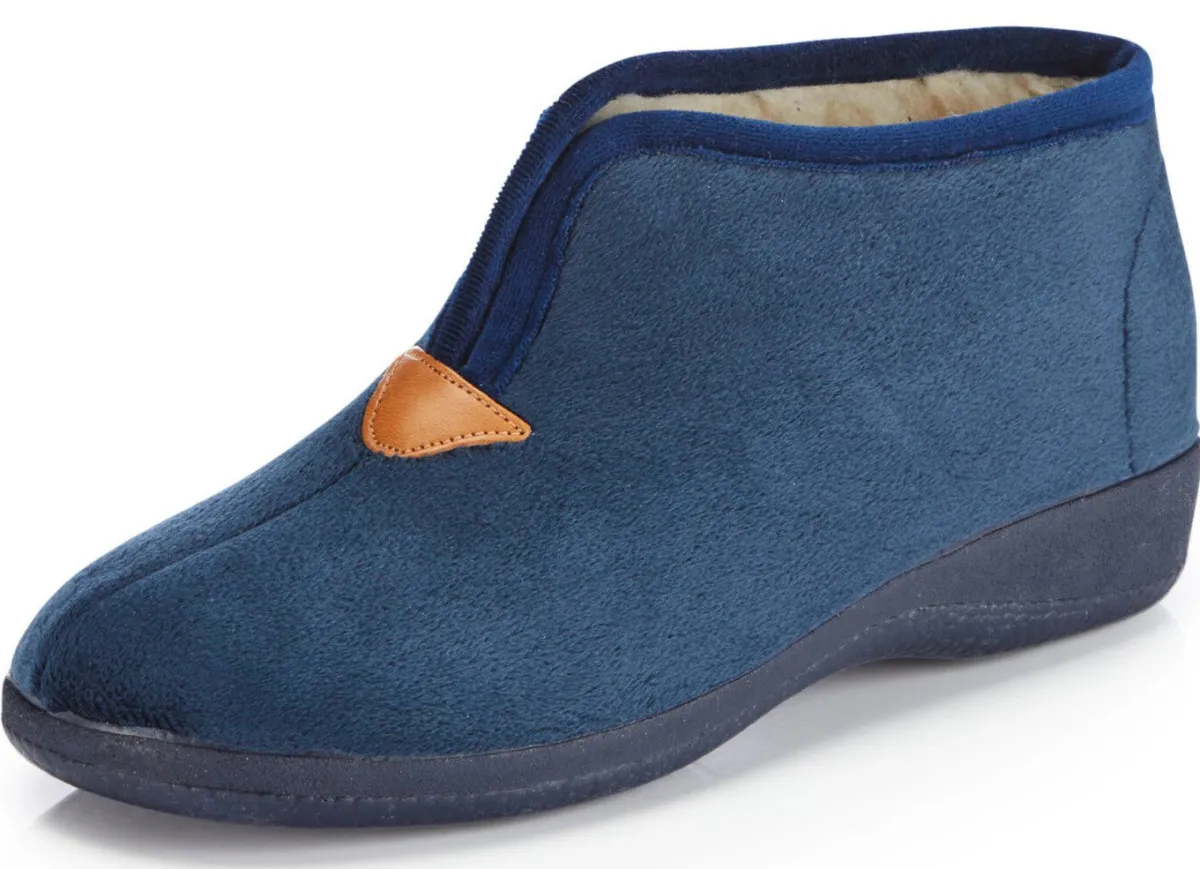 LAURINA Hausschuh aus samtigen Textilmaterial BLAU