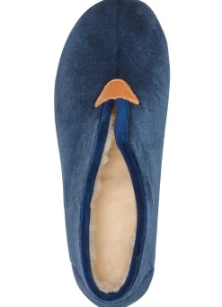 LAURINA Hausschuh aus samtigen Textilmaterial BLAU