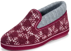 Clearance LAURINA Hausschuh mit gepolstertem Strickkragen BORDEAUX-GRAU