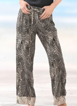 Outlet LAURINA Hose aus Viskose SCHWARZ-ECRU