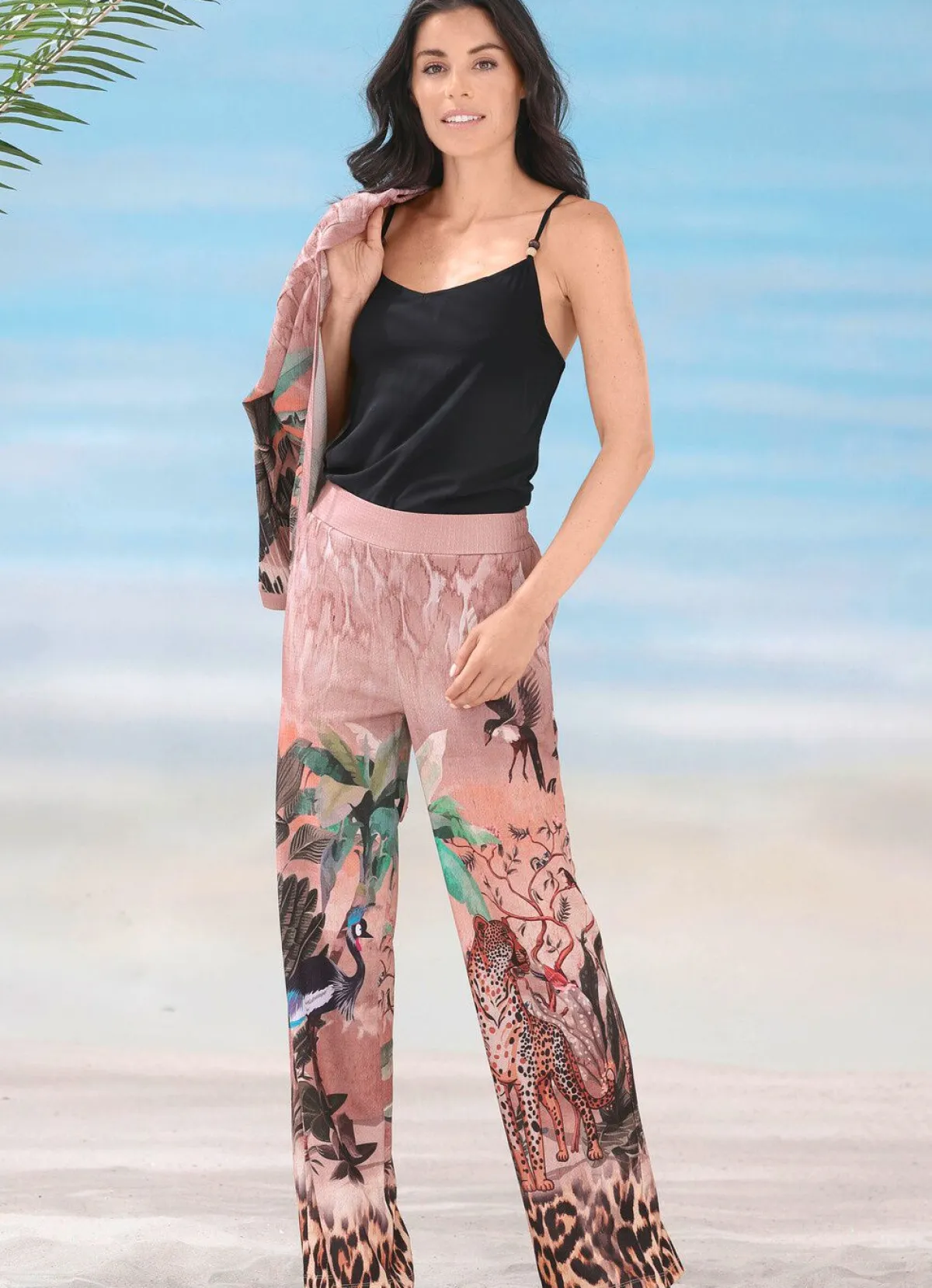 Online LAURINA Hose mit farbbrillantem Druckdessin TAUPE-BUNT
