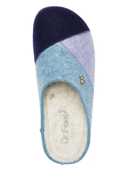 New LAURINA , klassische Damen-Hausschuhe, Weite H, mit anatomisch geformtem Fußbett BLAU-TÜRKIS