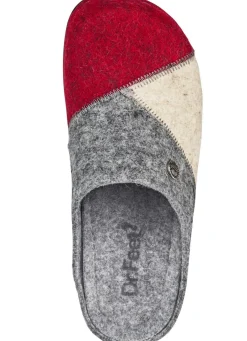 Sale LAURINA , klassische Damen-Hausschuhe, Weite H, mit anatomisch geformtem Fußbett GRANATROT-ECRU-GRAU
