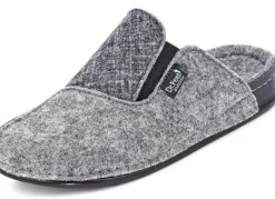 New LAURINA , klassische Damen-Hausschuhe, Weite H, mit Gummizug GRAU