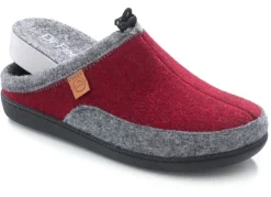 Clearance LAURINA , klassische Damen-Hausschuhe, Weite H, mit herausnehmbarem Fußbett BORDEAUX-GRAU