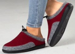 Clearance LAURINA , klassische Damen-Hausschuhe, Weite H, mit herausnehmbarem Fußbett BORDEAUX-GRAU