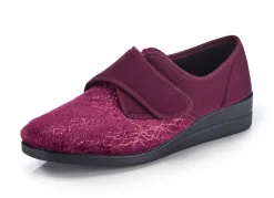 New LAURINA , klassische Damen-Klettschuhe, mit elastischem Samt BORDEAUX
