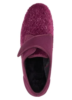 New LAURINA , klassische Damen-Klettschuhe, mit elastischem Samt BORDEAUX