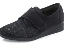 LAURINA , klassische Damen-Klettschuhe, mit elastischem Samt SCHWARZ