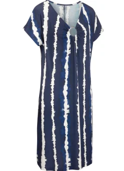 Sale LAURINA Kleid in Batikoptik MARINE-WEISS