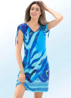 Sale LAURINA Kleid mit überschnittenen Ärmeln ROYALBLAU-BUNT