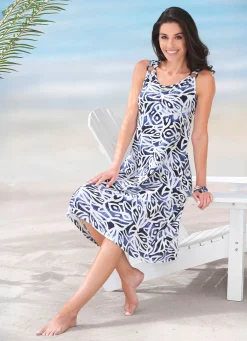 Outlet BADER Laurina Kleid mit farbbrillantem Druckdessin MARINE-WEISS