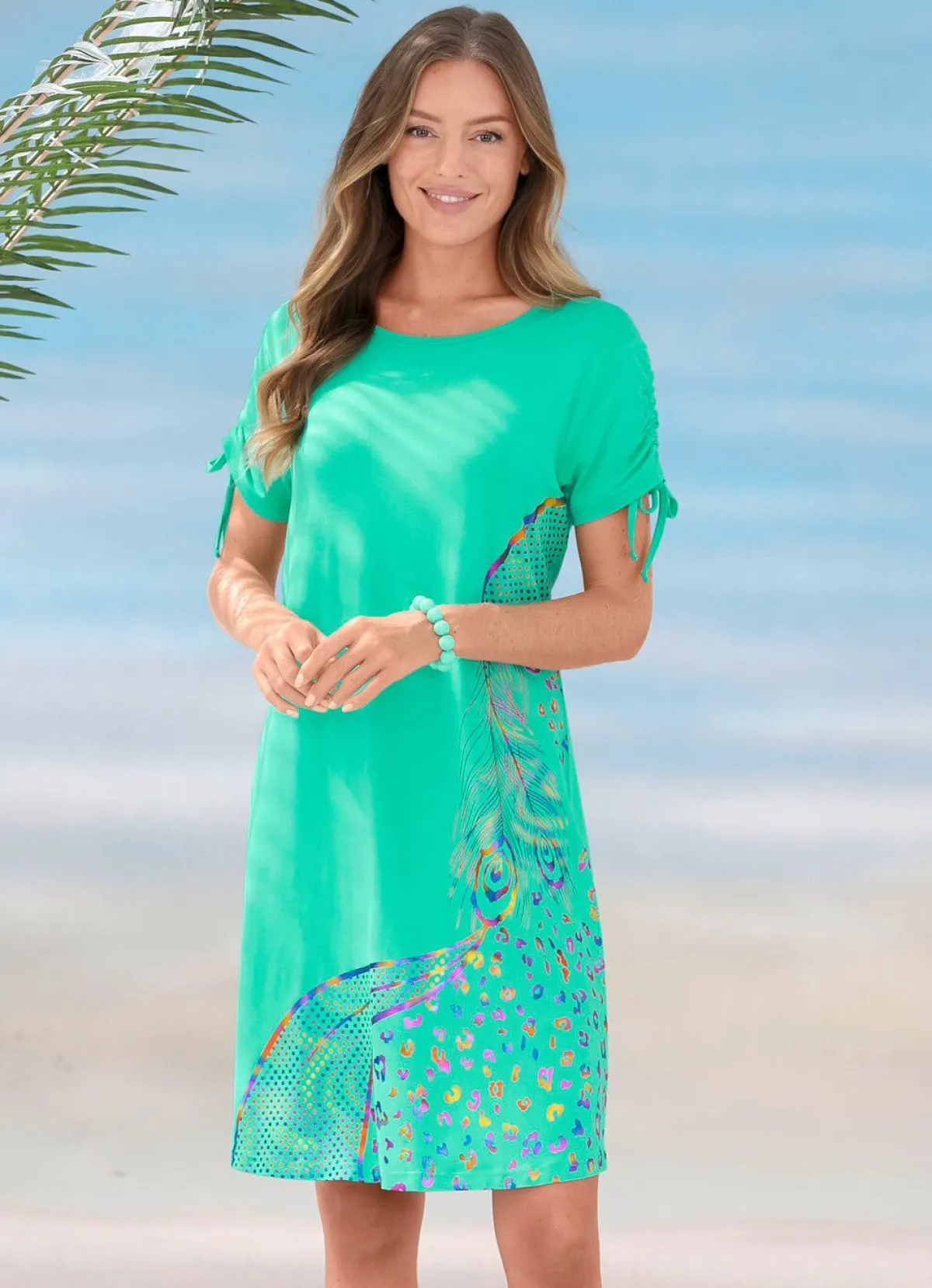 Online LAURINA Kleid mit schimmerndem Druck MINT