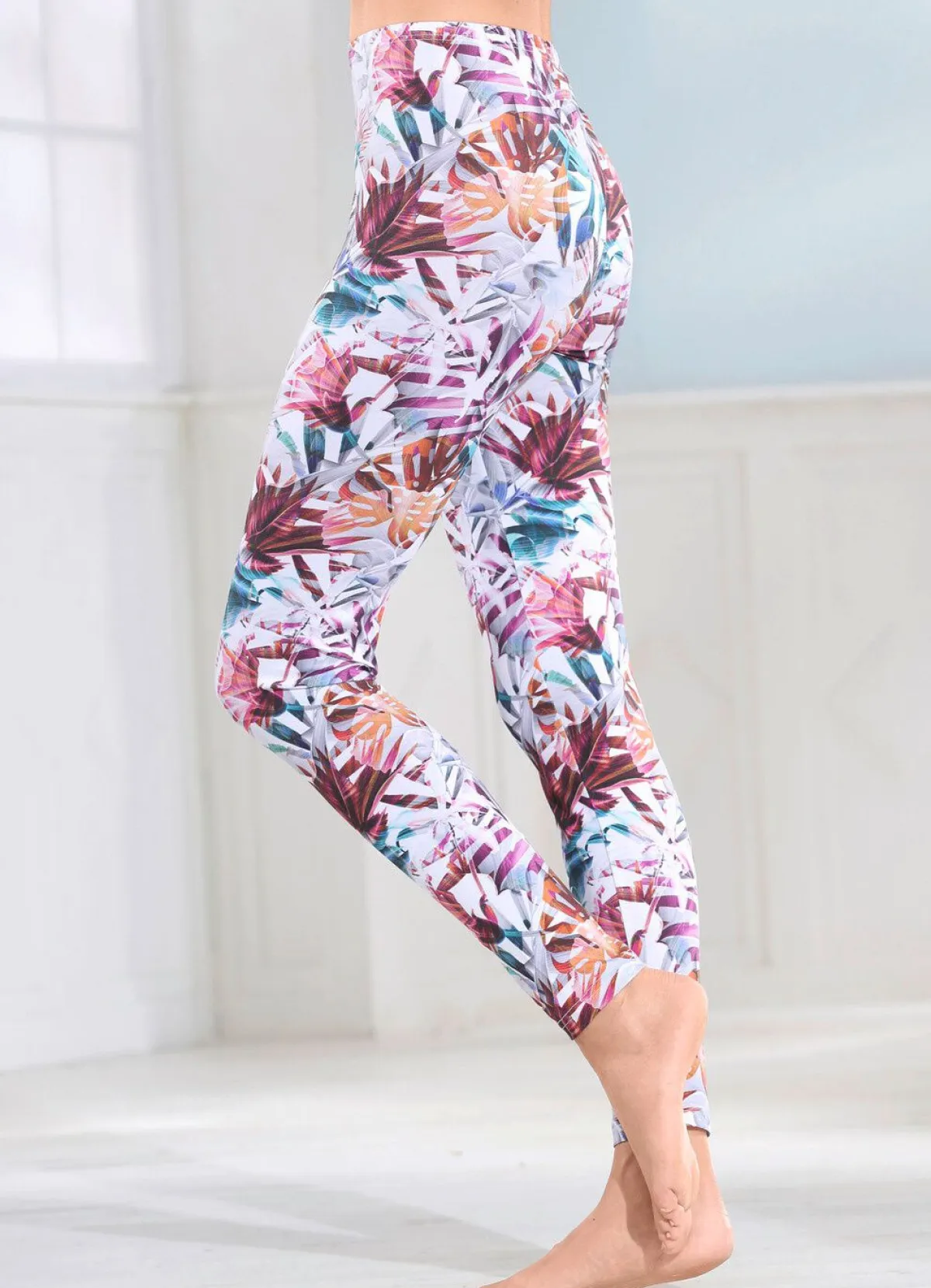 Clearance LAURINA Leggings mit buntem Druckdessin WEISS-BUNT