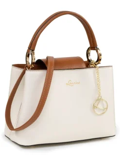 Outlet LAURINA , Mini-Tasche, Damen, mit abnehmbarem, verstellbarem Umhängeriemen CREME-COGNAC