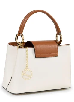 Outlet LAURINA , Mini-Tasche, Damen, mit abnehmbarem, verstellbarem Umhängeriemen CREME-COGNAC