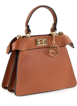Hot LAURINA , Mini-Tasche, Damen, mit abnehmbarem, verstellbarem Umhängeriemen COGNAC