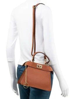 Hot LAURINA , Mini-Tasche, Damen, mit abnehmbarem, verstellbarem Umhängeriemen COGNAC