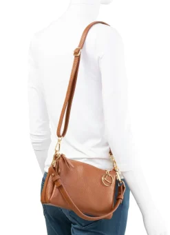Outlet LAURINA , Mini-Tasche, Damen, mit abnehmbarem, verstellbarem Umhängeriemen COGNAC
