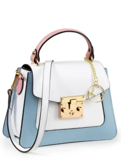 Discount LAURINA , Mini-Tasche, Damen, mit abnehmbarem Umhängeriemen WEISS-BLAU-ROSÉ