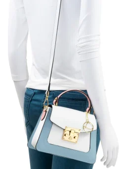 Discount LAURINA , Mini-Tasche, Damen, mit abnehmbarem Umhängeriemen WEISS-BLAU-ROSÉ