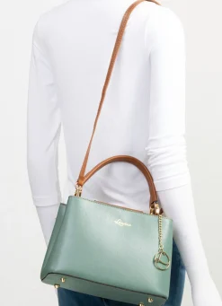 Sale LAURINA , Mini-Tasche, Damen, mit abnehmbarem, verstellbarem Umhängeriemen MINT-COGNAC
