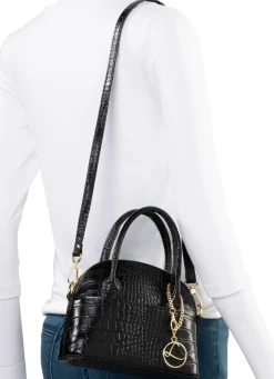 Clearance LAURINA Mini-Tasche mit Reptilprägung SCHWARZ