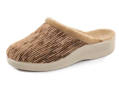 Sale LAURINA Pantoffel aus changierendem Cord-Material mit Filzbesatz CAMEL