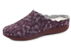 Discount LAURINA Pantoffel aus floral bedrucktem Filzmaterial AUBERGINE