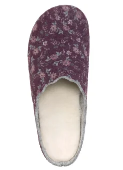 Discount LAURINA Pantoffel aus floral bedrucktem Filzmaterial AUBERGINE