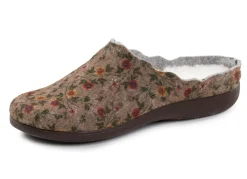 Sale LAURINA Pantoffel aus floral bedrucktem Filzmaterial NATURBRAUN