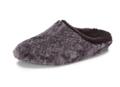 Sale LAURINA Pantoffel aus sehr kuscheligem Plüschmaterial GRAU
