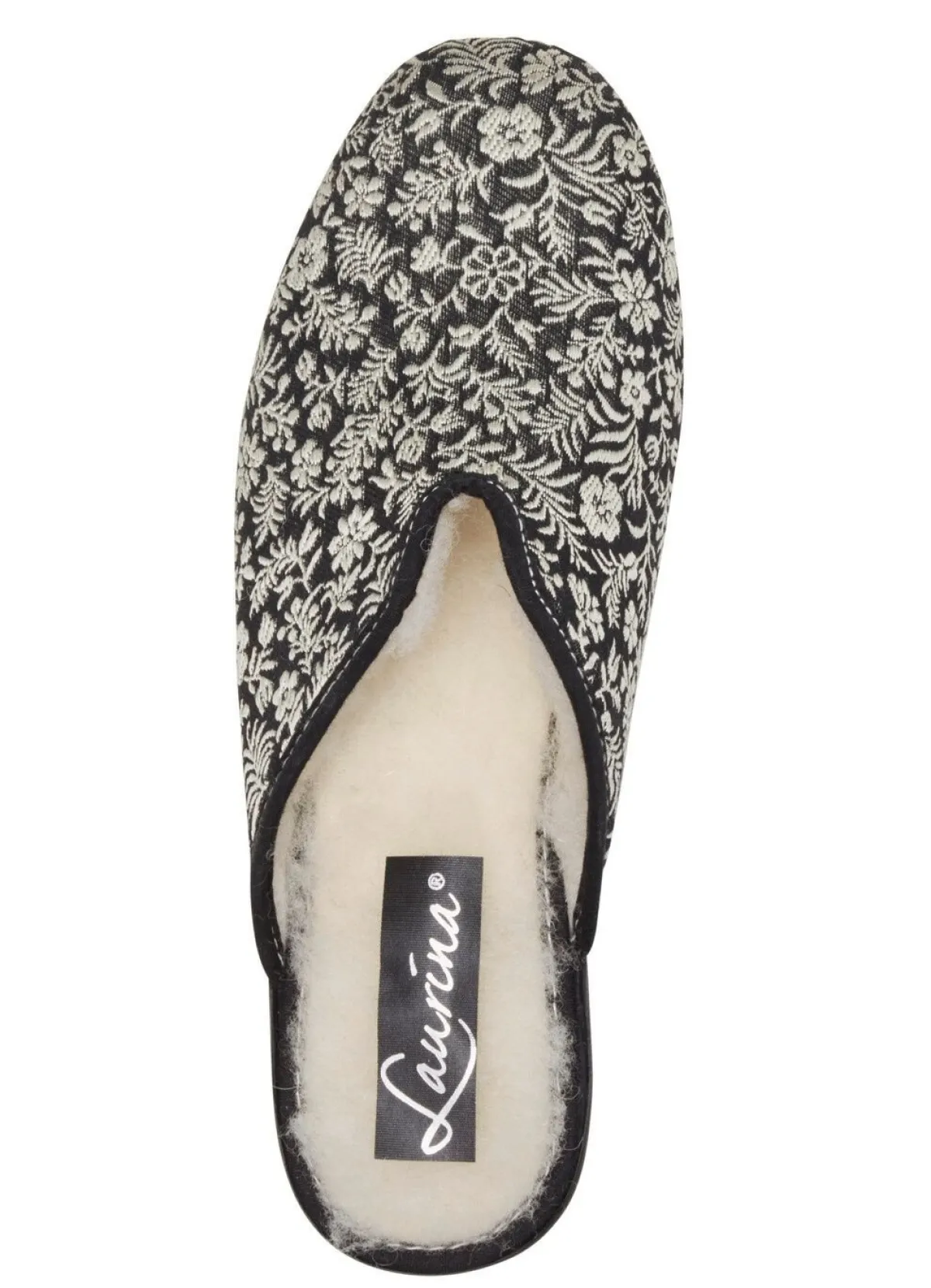 Outlet LAURINA Pantoffel mit Blumen-Stickerei SCHWARZ