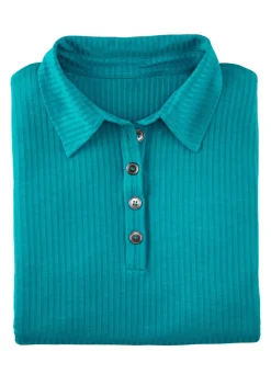 Hot LAURINA Poloshirt mit Knopfleiste PETROL