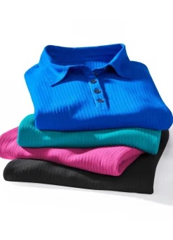 Hot LAURINA Poloshirt mit Knopfleiste PETROL