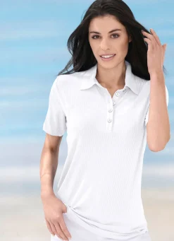 Hot LAURINA Poloshirt mit Knopfleiste weiß