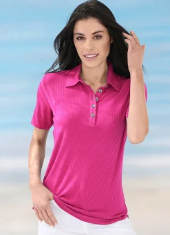 LAURINA Poloshirt mit Knopfleiste PINK