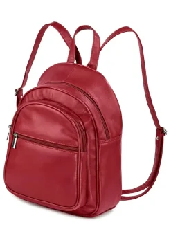 New LAURINA , Rucksack, Damen, mit zwei verstellbaren Umhängeriemen RUBINROT