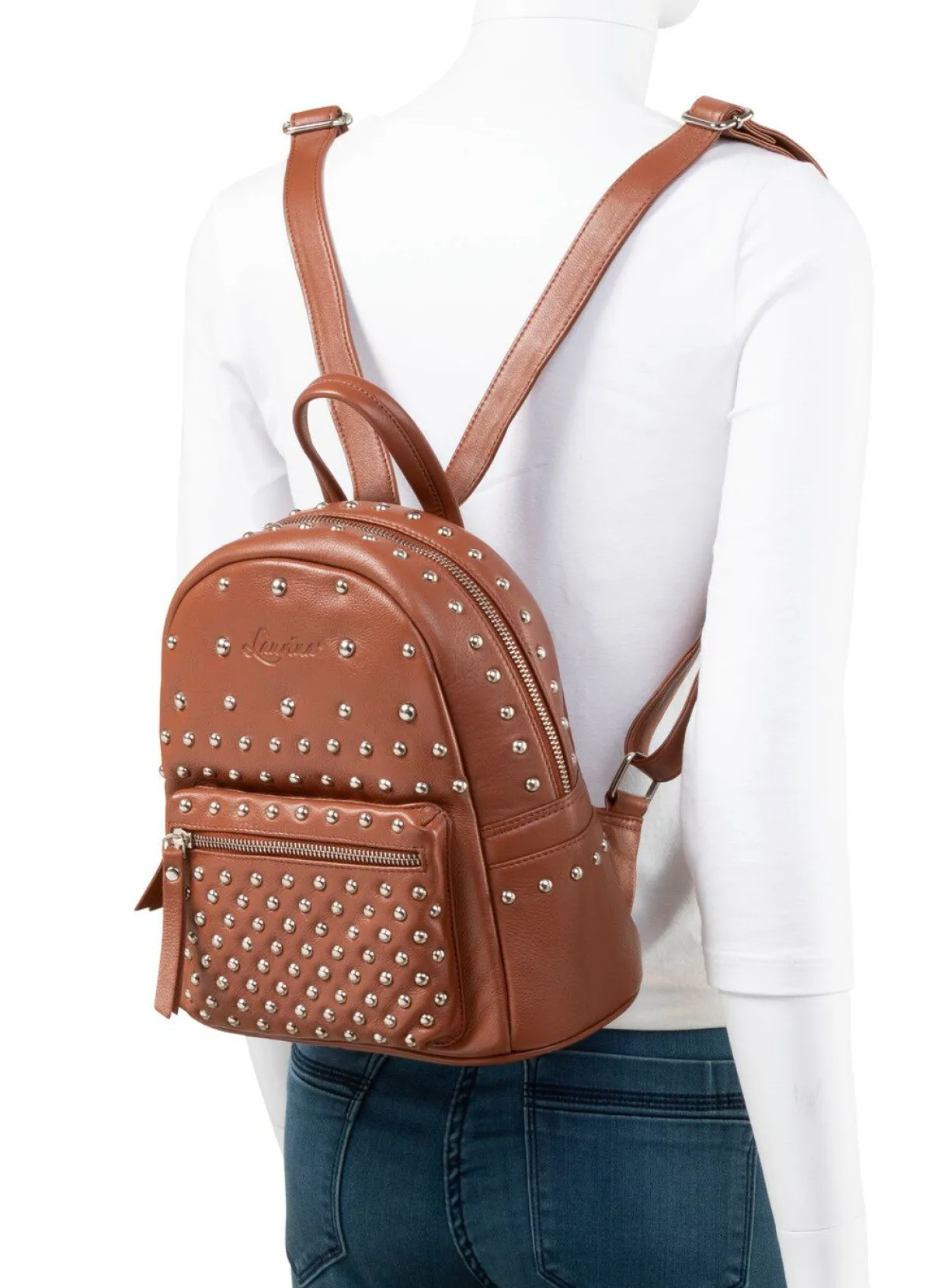 LAURINA , Rucksack, Damen, mit zwei verstellbaren Umhängeriemen COGNAC