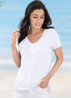Best LAURINA Shirt mit V-Ausschnitt weiß