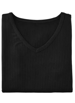 Outlet LAURINA Shirt mit V-Ausschnitt SCHWARZ