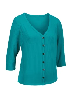 Hot BADER Laurina Shirtjacke mit durchgehender Knopfleiste petrol