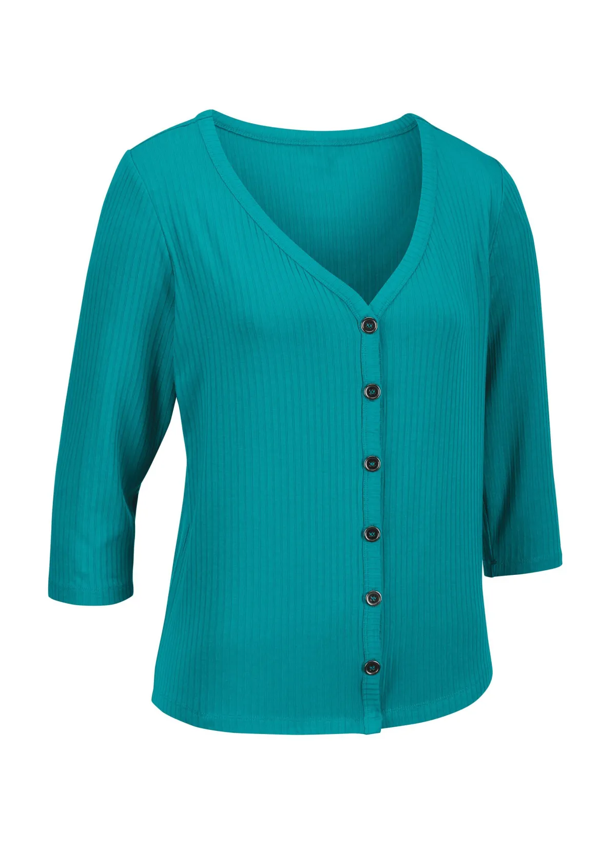 Hot BADER Laurina Shirtjacke mit durchgehender Knopfleiste petrol