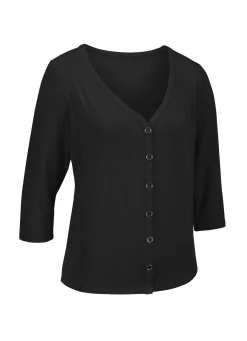 Outlet BADER Laurina Shirtjacke mit durchgehender Knopfleiste schwarz