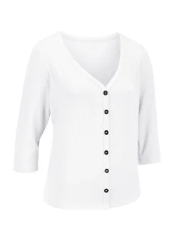 BADER Laurina Shirtjacke mit durchgehender Knopfleiste weiß