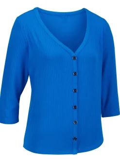 BADER Laurina Shirtjacke mit durchgehender Knopfleiste royalblau