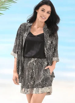 Discount LAURINA Shorts aus Viskose SCHWARZ-ECRU